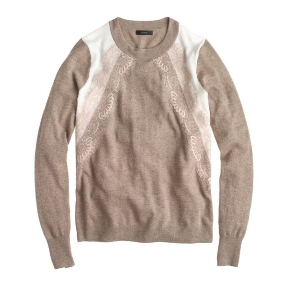 JCREW colorblock sweater with lace detail